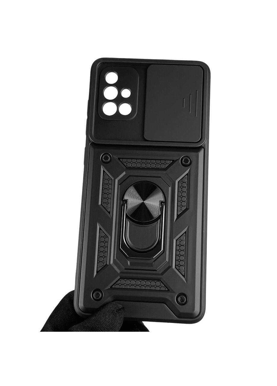 Чохол для Galaxy A71 (SM-A715F) броньований з кільцем зі шторкою на самсунг а71 чорний rg1 Samsung (366020030)