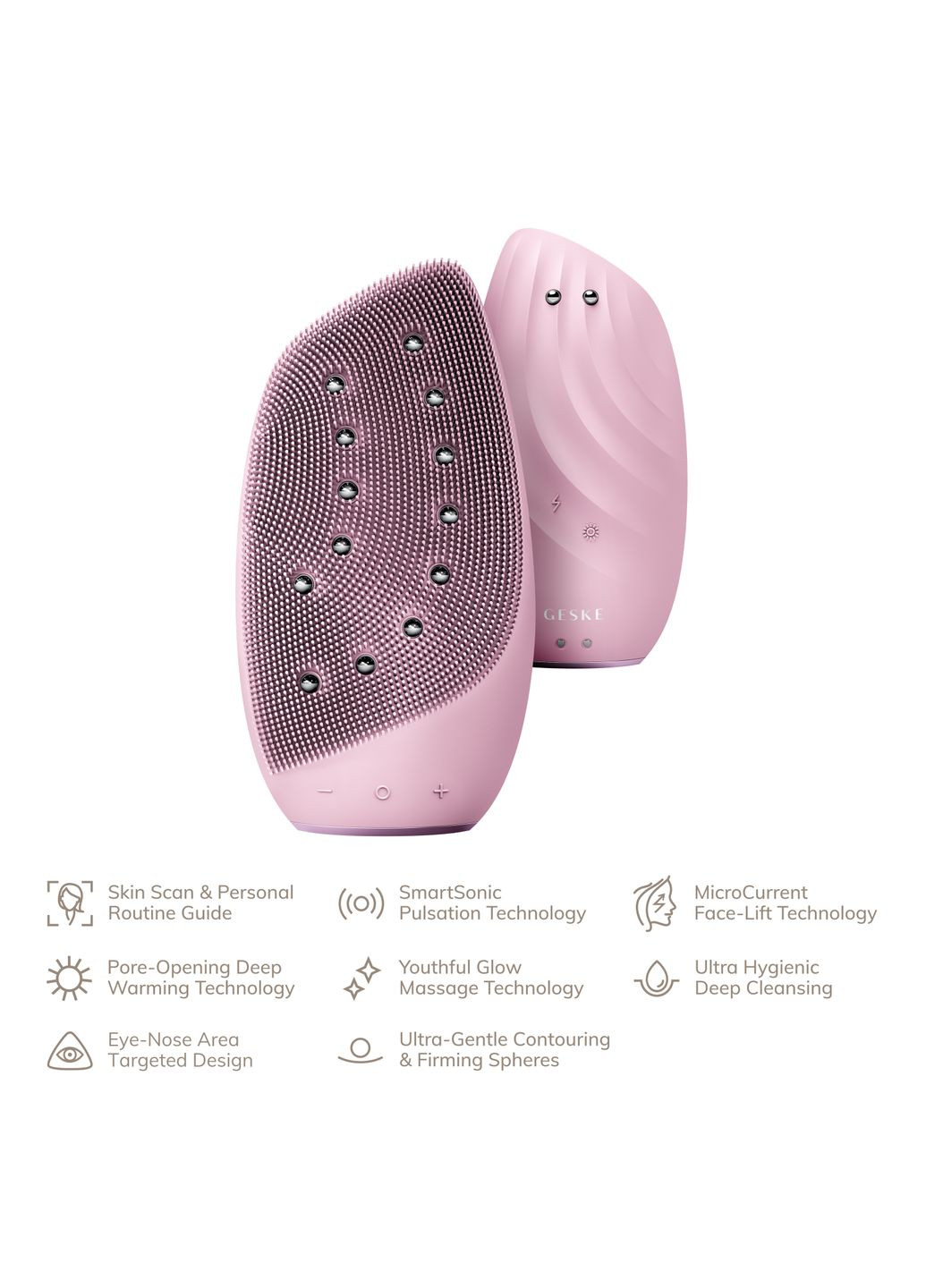 Очистительная щетка для лица Sonic Thermo Facial Brush&Face-Lifter 8в1 pink GESKE (341525951)