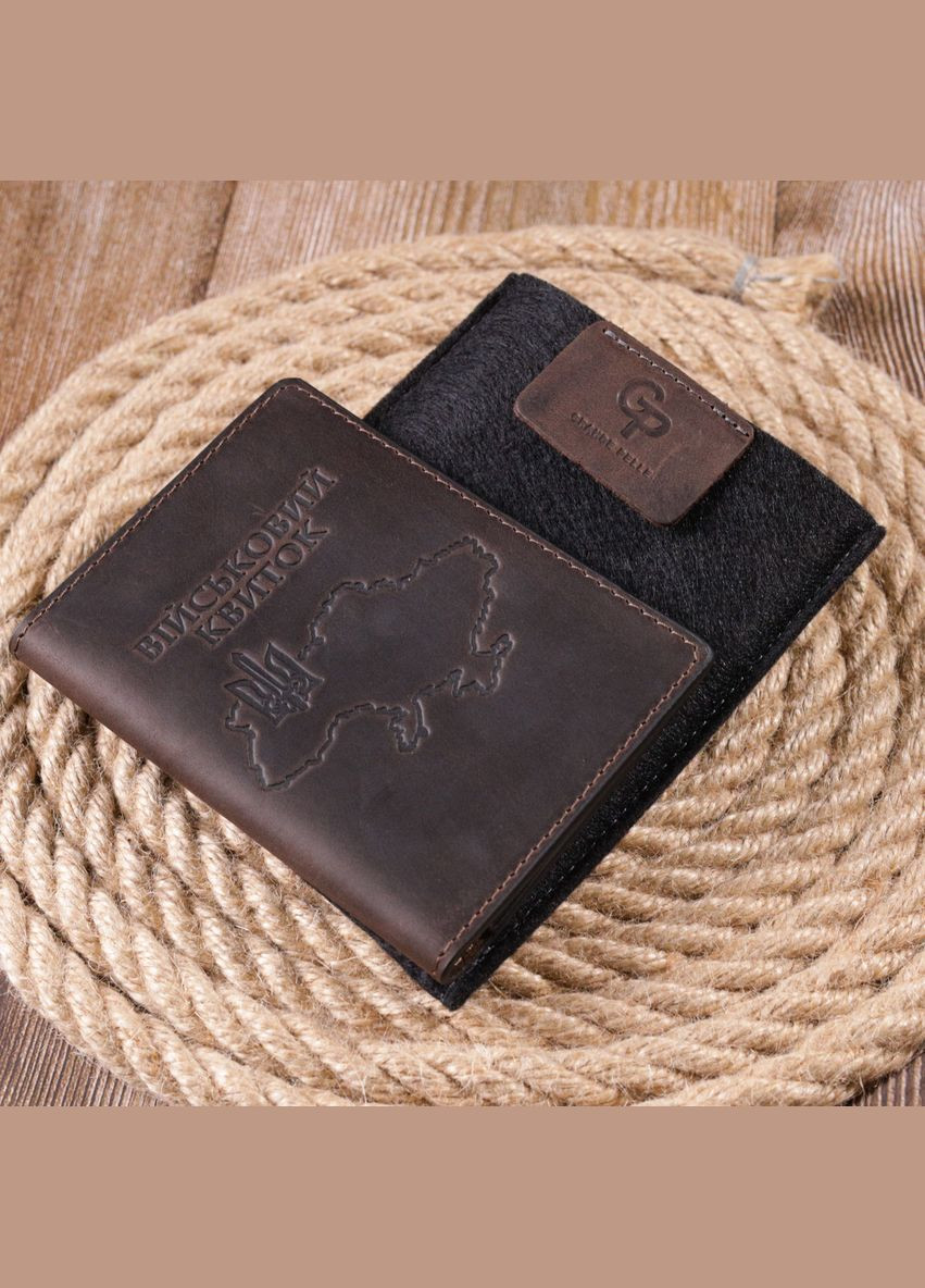 Надежная обложка на военный билет в винтажной коже Карта 16781 Коричневая Grande Pelle (331913441)