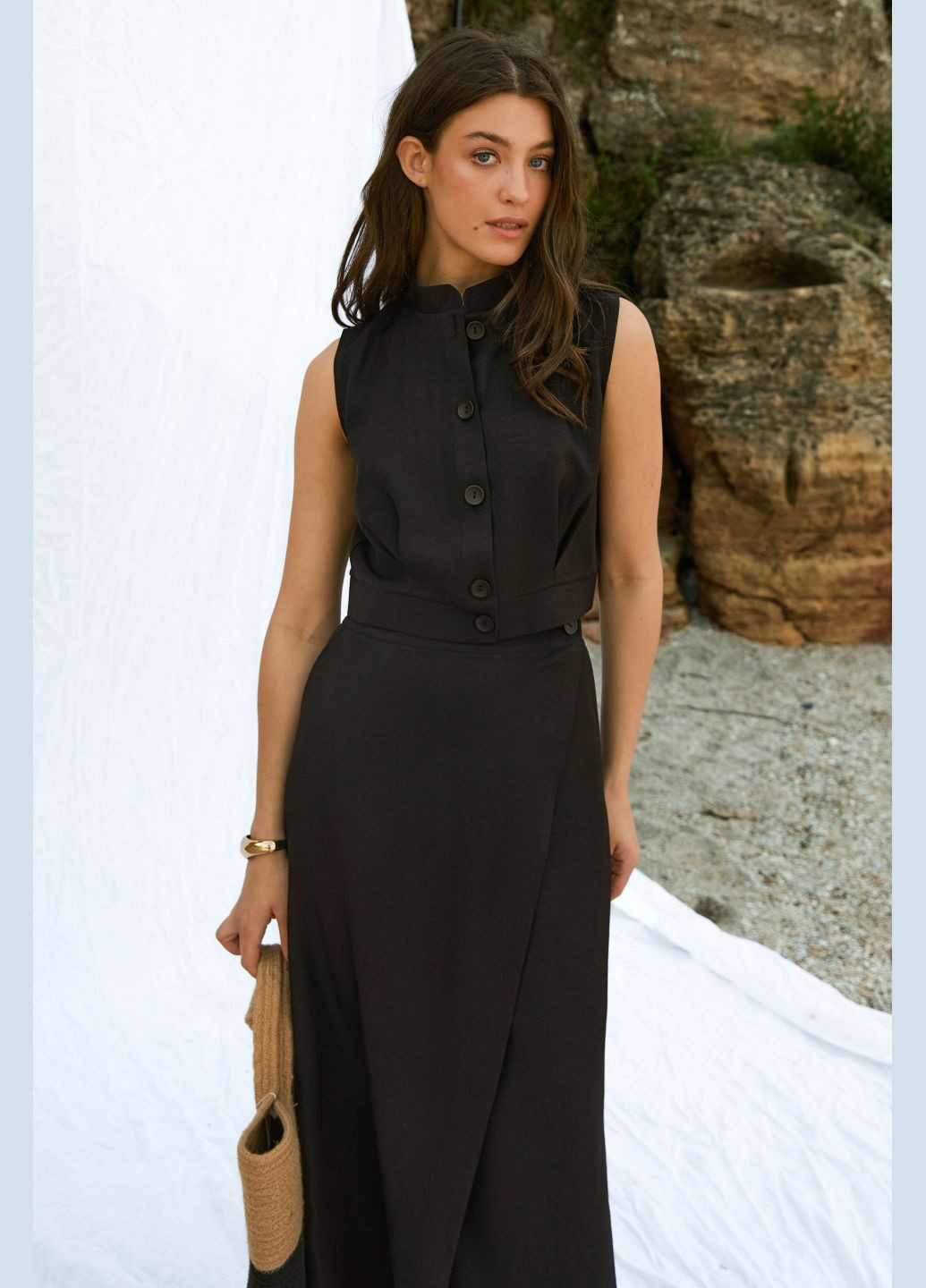 Черная повседневная однотонная юбка ST-Seventeen