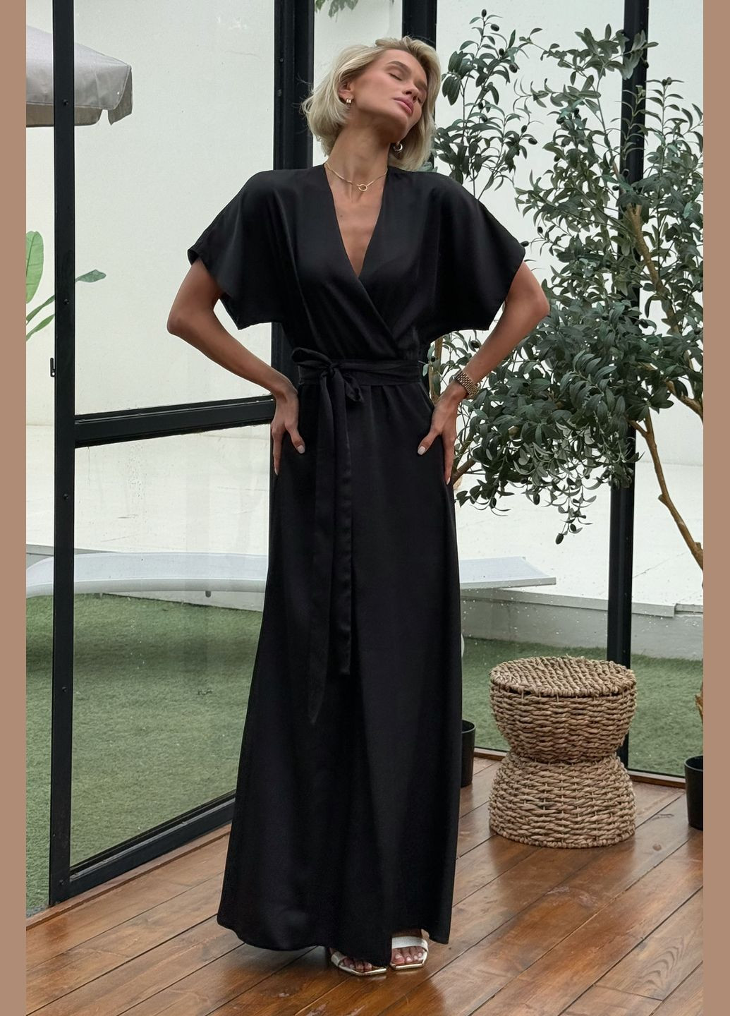 Чорна вечірня, кежуал витончена вечірня сукня з штучного шовку Jadone Fashion однотонна