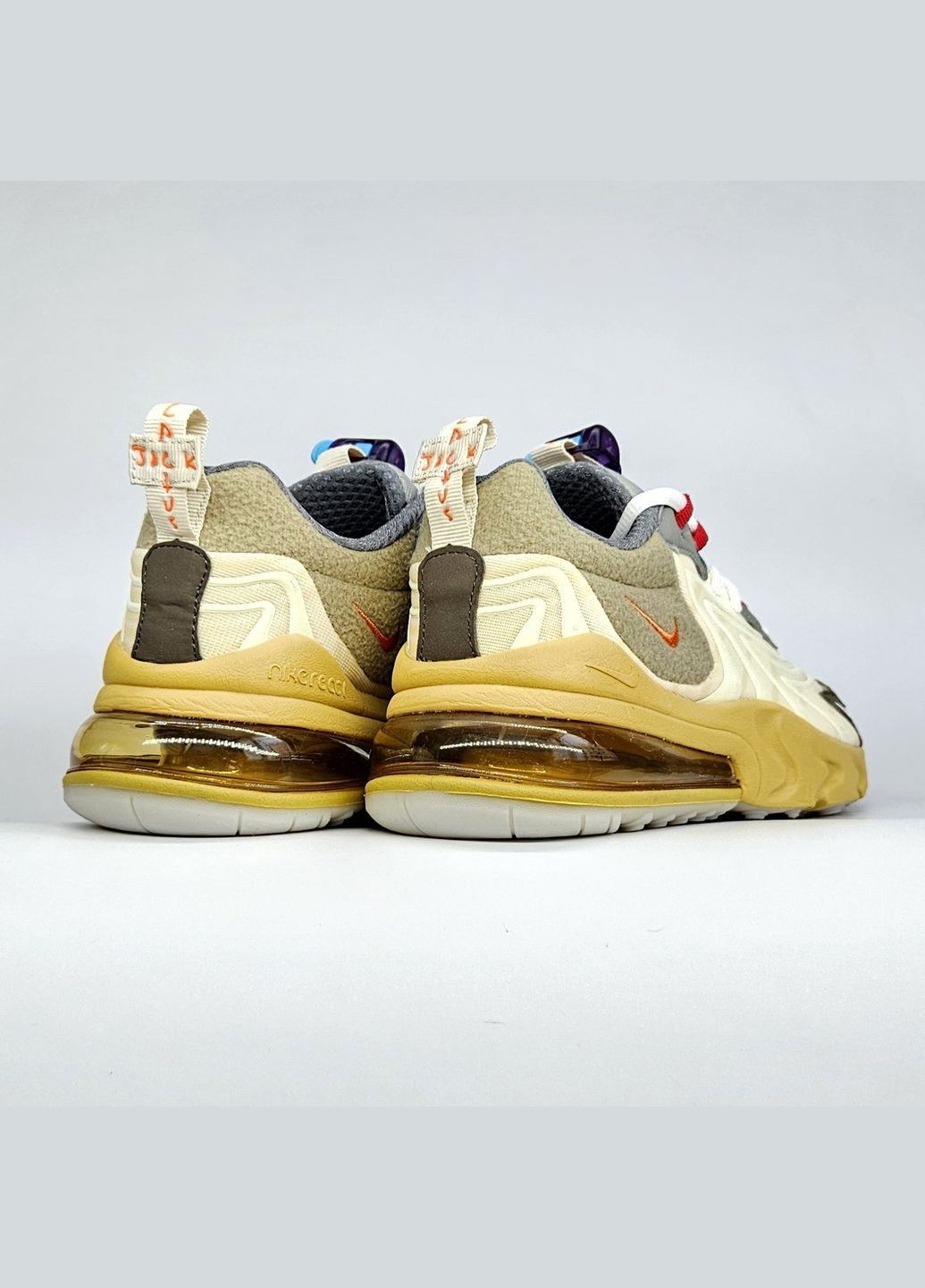 Кросівки жіночі і чоловічі Nike Air Max 270 React x Travis Scott beige | Найк 270 Реакт бежеві No Brand бежеві демісезони (307288656)