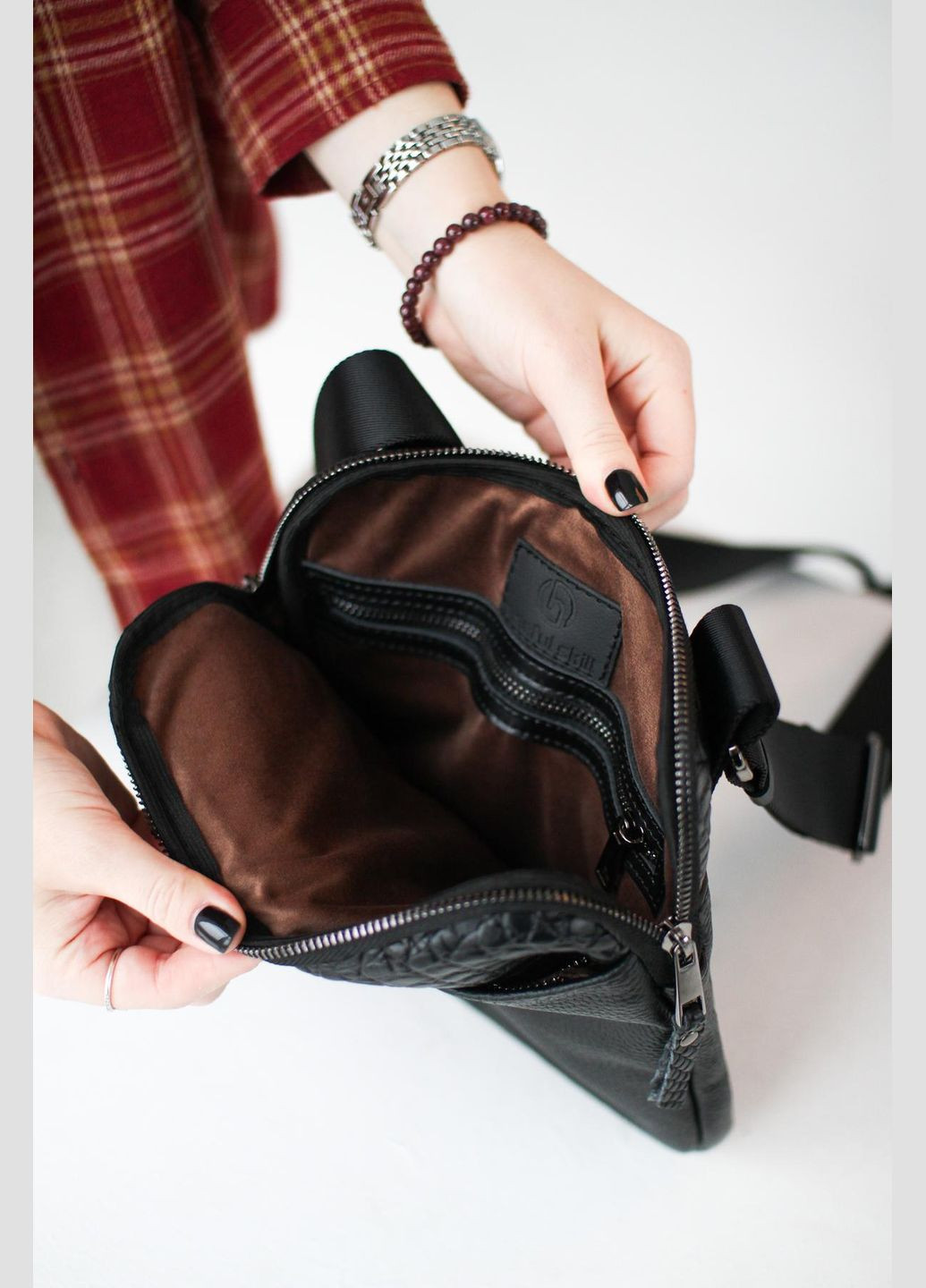 Сумка-мессенджер из натуральной кожи, через плечо мужская Karter (черная) EX-013 SKILL сумка (347628844)