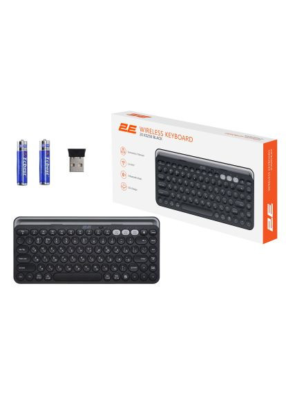 Клавіатура (-KS250WBK_UA) 2E KS250 Wireless USB/Bluetooth UA Black (357491085)