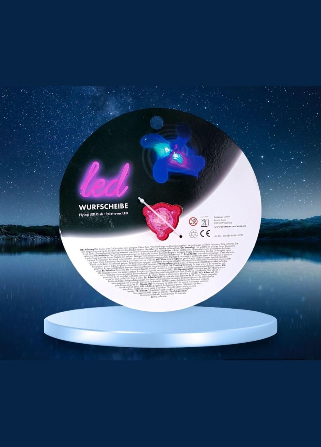 Светодиодный метательный диск 21см (розовый) No Brand (300657448)