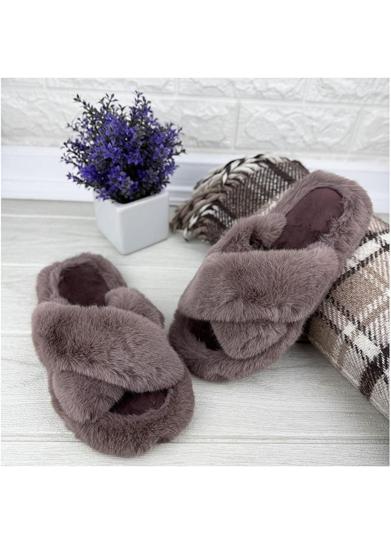 Домашні тапочки жіночі хутряні Е-007475-6 Темно-фіолетові Sanlin (361305263)