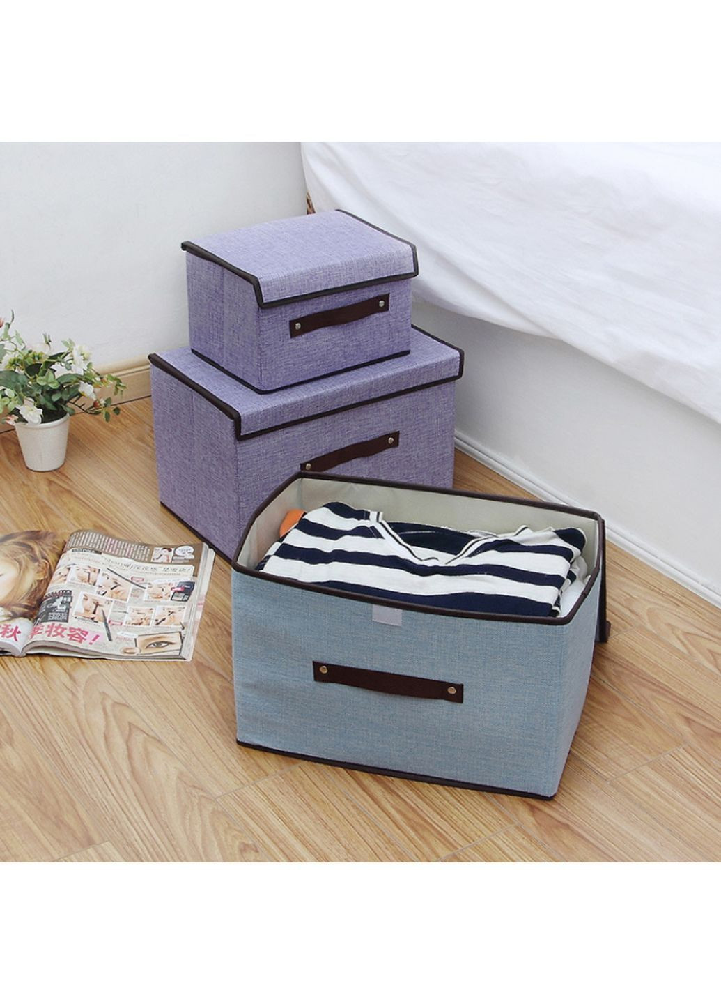 Короб-органайзер для зберігання з кришкою 26*18.5*16 см Блакитний (ОД-109-61) No Brand (371809829)