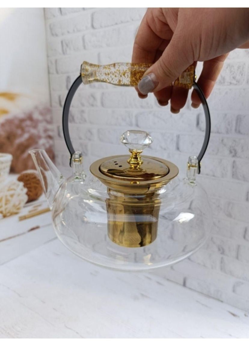 Чайник заварник Oolong скляний 1 л Прозорий GK-5813 Topaz (362347118)