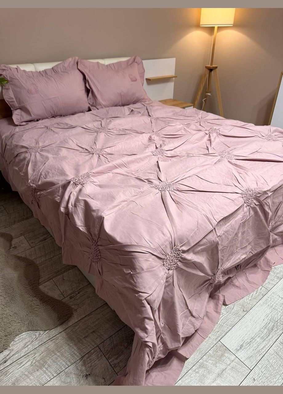 Постільна білизна Євро 200х220 наволочка 70х70 2шт Бузковий (П4К-satin-zhatka-ser-001-01) No Brand (348095313)