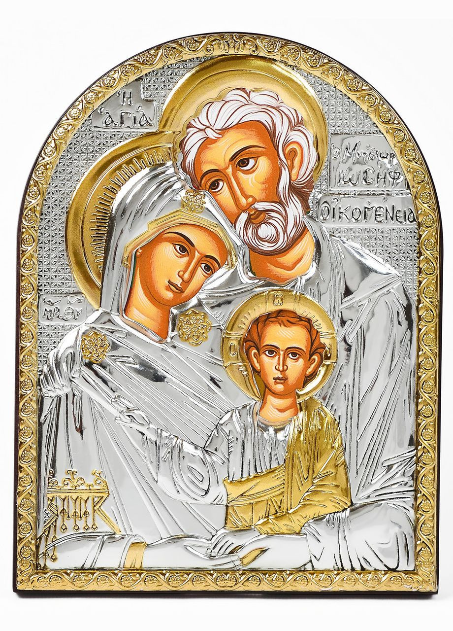 Икона Святое Семейство 12х15,2см арочной формы без рамки на дереве Silver Axion (265446352)