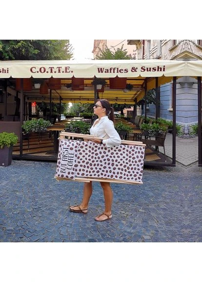 Шезлонг складень для пляжу та басейну Coffee білий дерев'яний з подушкою для відпочинку на сонці та біля води ProDobro (365440700)