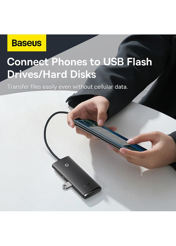 USB-хаб Type-C HUB Adapter (Type-C to USB 3.0*4) 25cm Black (WKQX030301) Baseus Lite Series 4-Port (372687186)