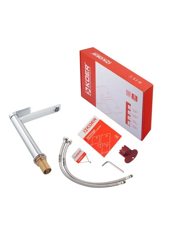 Высокий смеситель для умывальника KB-11028-01 (KR5293) надежный KOER (400907555)