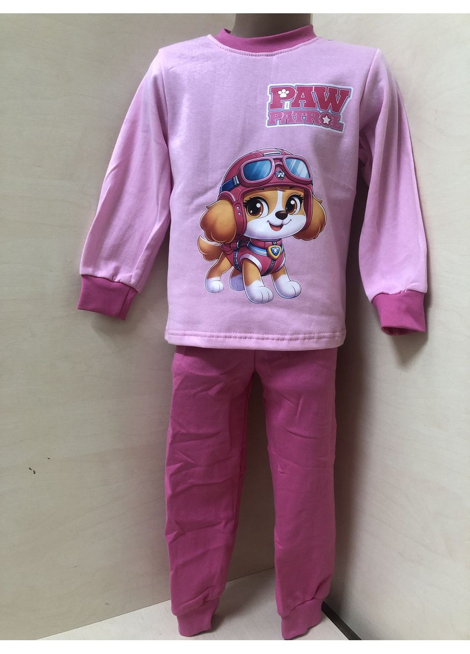 Рожева зимня тепла піжама для дівчинки щенячий патруль байка розмір 86 92 98 104 110 116 122 128 No Brand