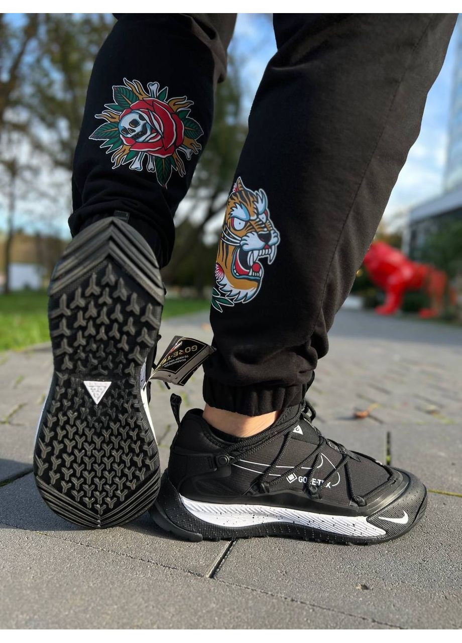 Черные демисезонные кроссовки мужские nike acg mountain fly low black white gore tex termo найк асж маунс флай No Brand