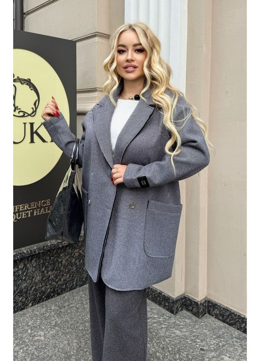 Подовжений жіночий жакет прямого силуету із трикотажного кашеміру на щільному велюрі No Brand (364653471)