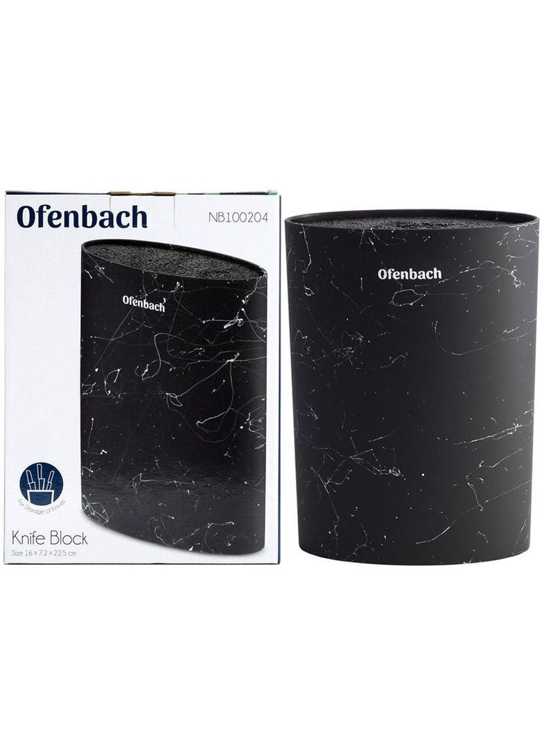 Підставка-колода Black Marble для кухонних ножів і ножиць 16х7х22.5см, овальна Ofenbach (372172234)