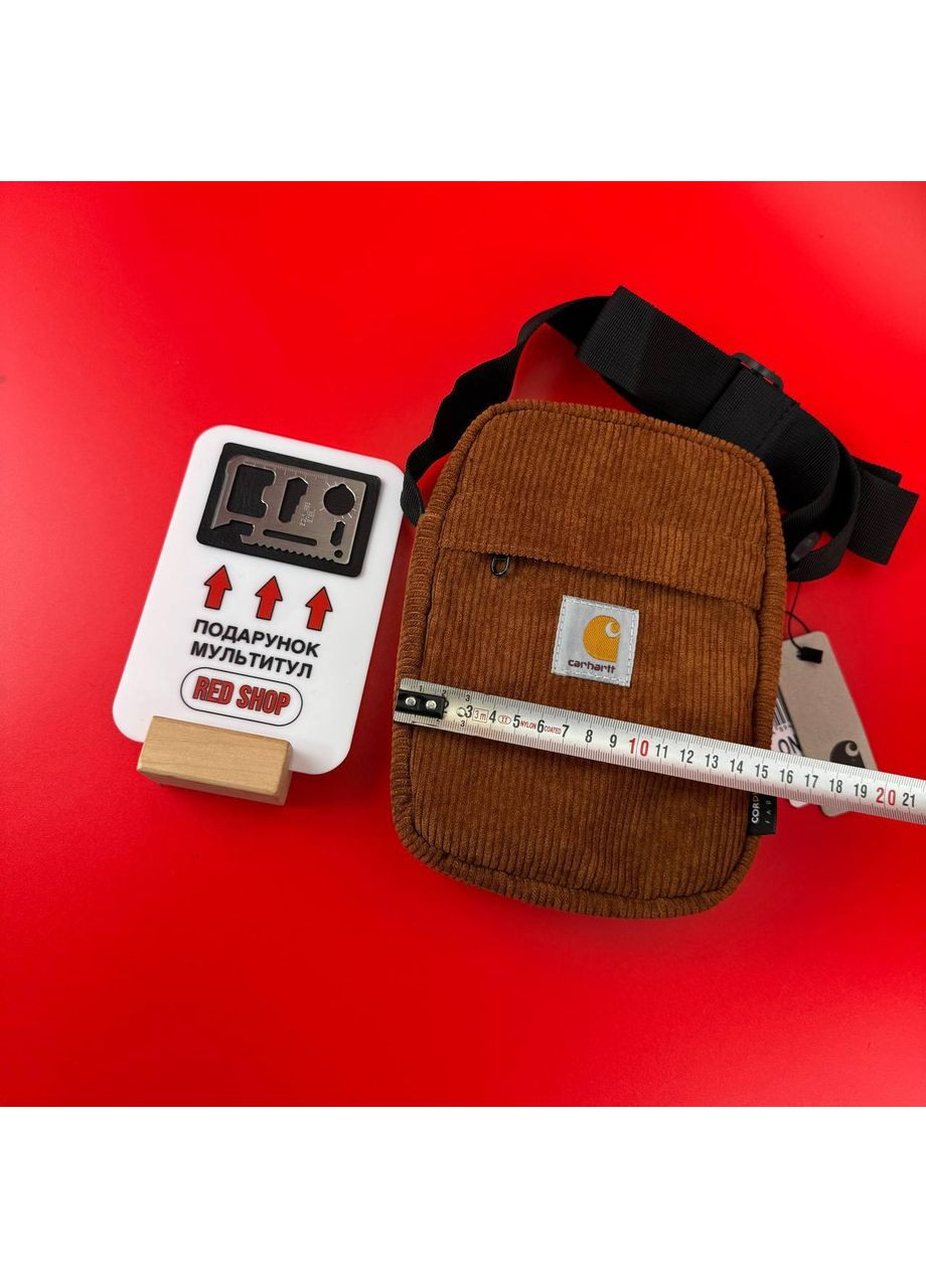 Сумка через плече барсетка Вельветова Кархарт месенджер колір Коричневий No Brand (361668701)