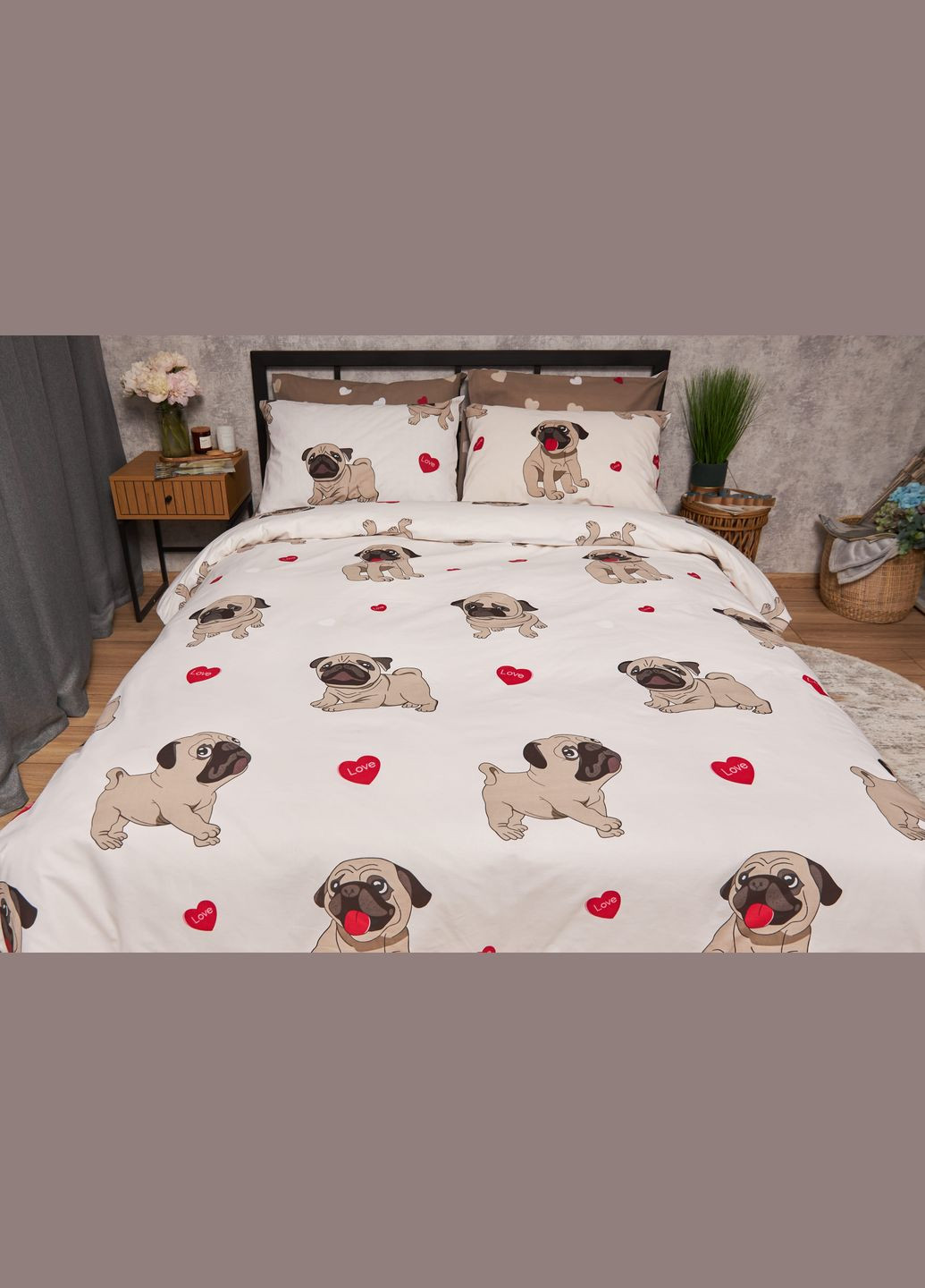 Комплект постельного белья Бязь Gold Люкс «» семейный 143х210х2 наволочки 2х50х70 (MS-820005731) Moon&Star Bulldog Love (302973812)