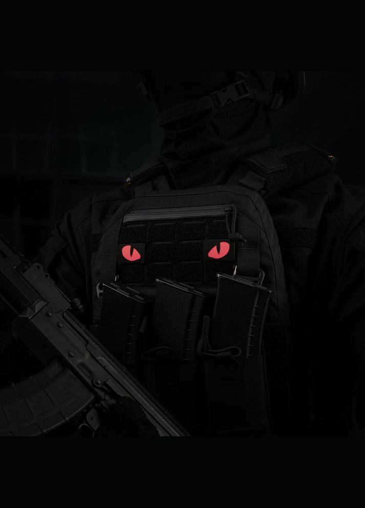 Нашивка Tiger Eyes Laser Cut (пара) Black/Red/GID M-TAC (315048055)