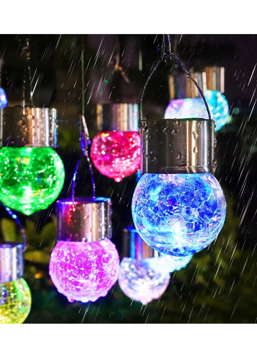 Подвесная солнечная лампа SuperLED RGB Шар Стеклянная LED Гирлянда для сада Jooki (388655656)