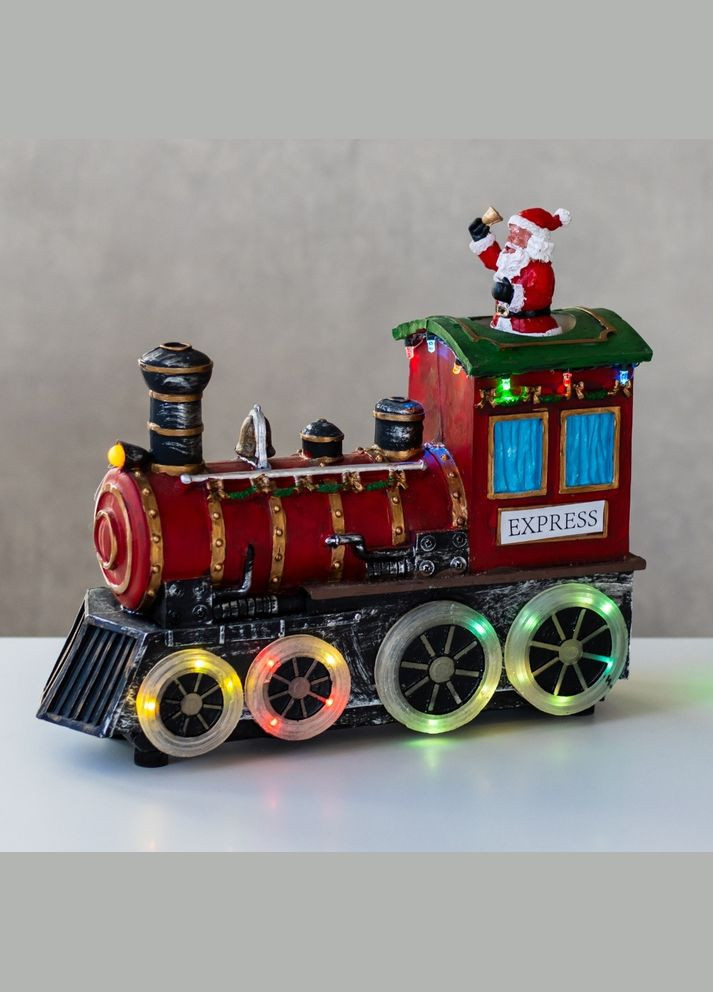 Фигурка Новогодняя с подсветкой и музыкой Паровоз с Сантой 28х23,5 см работает от батареек 16026-006 Lefard (346532528)