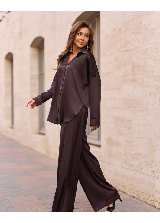 Шовковий костюм у піжамному стилі ISSA PLUS (355802460)