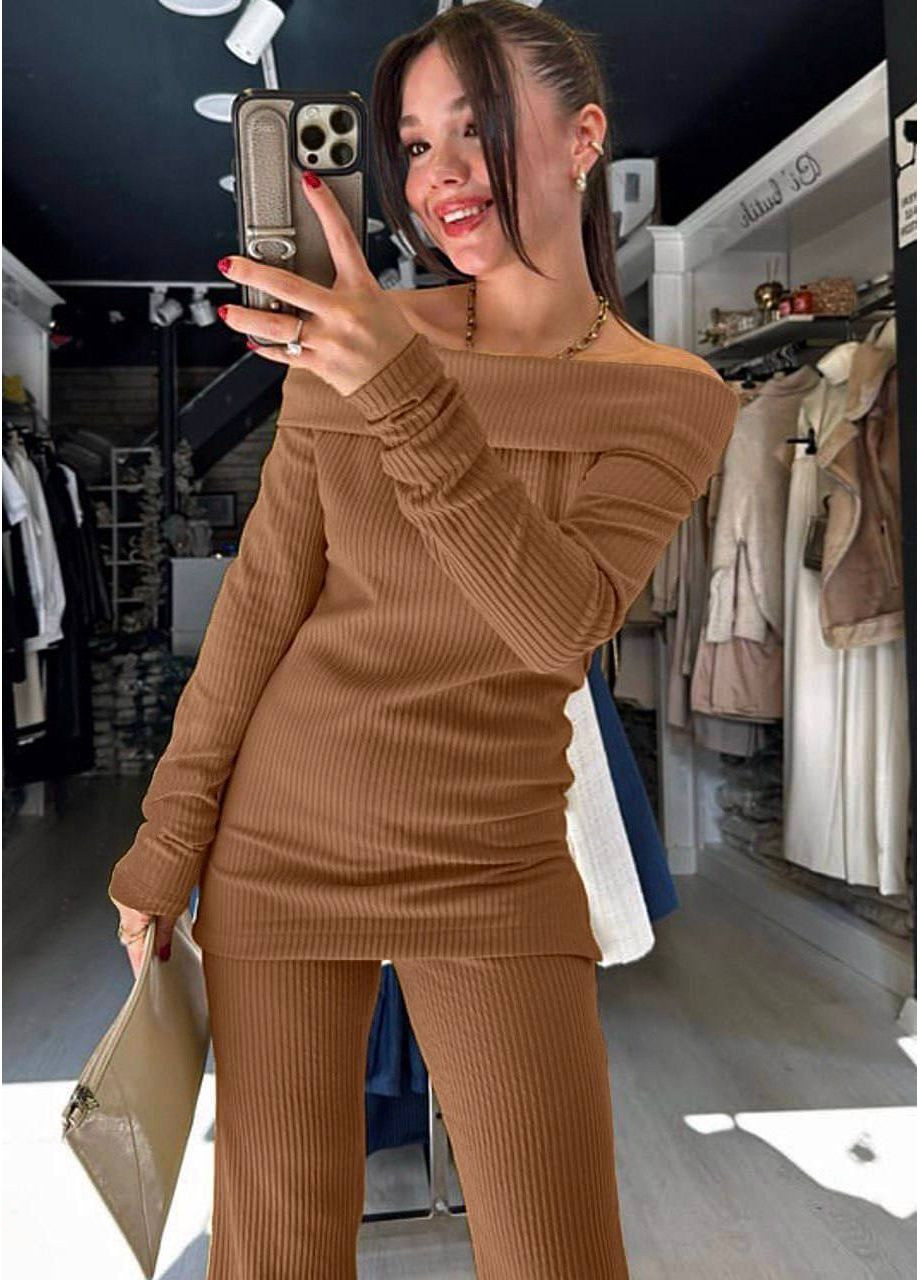 Жіночий костюм двійка з ангори-рубчик (42-44, 46-48) (розмірна сітка в описі) GD/GL Модний простір (364965937)