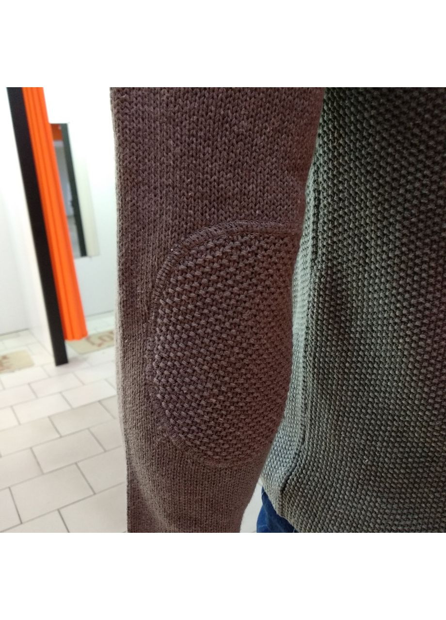 Серый демисезонный свитер мужской стойка ворот на пуговицах джемпер однотонный Just