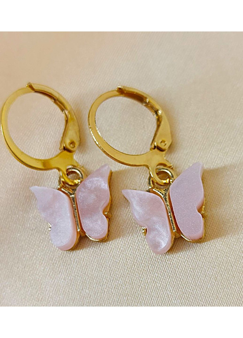 Сережки біжутерія на кожен день Білі метелики No Brand (352192062)