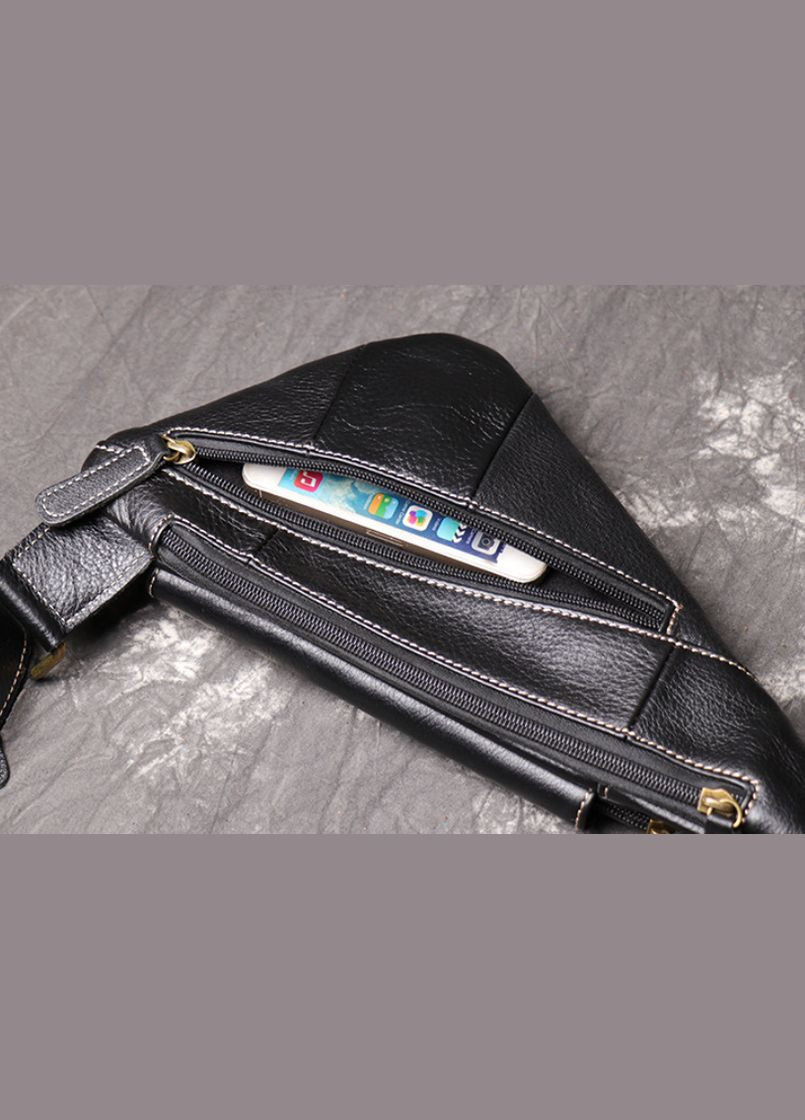 Шкіряна сумка слінг на груди натуральна шкіра чорна (sku_1495) No Brand (346078202)