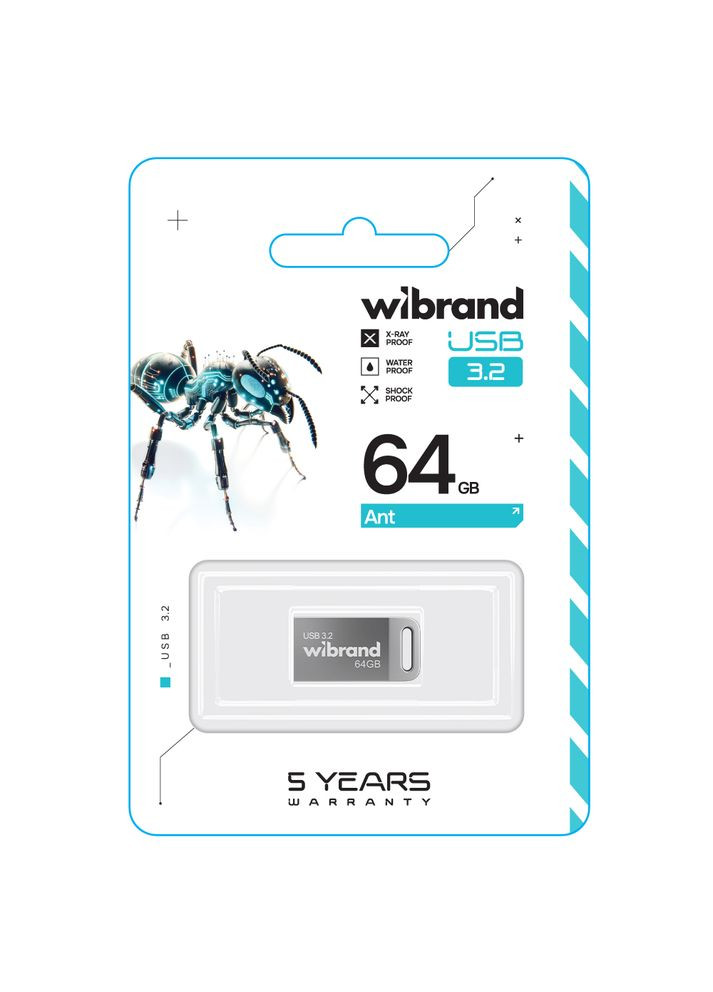 Флеш-накопичувач USB 3.2 Gen1 64GB Silver (WI3.2/AN64M4S) Wibrand Ant (360551107)