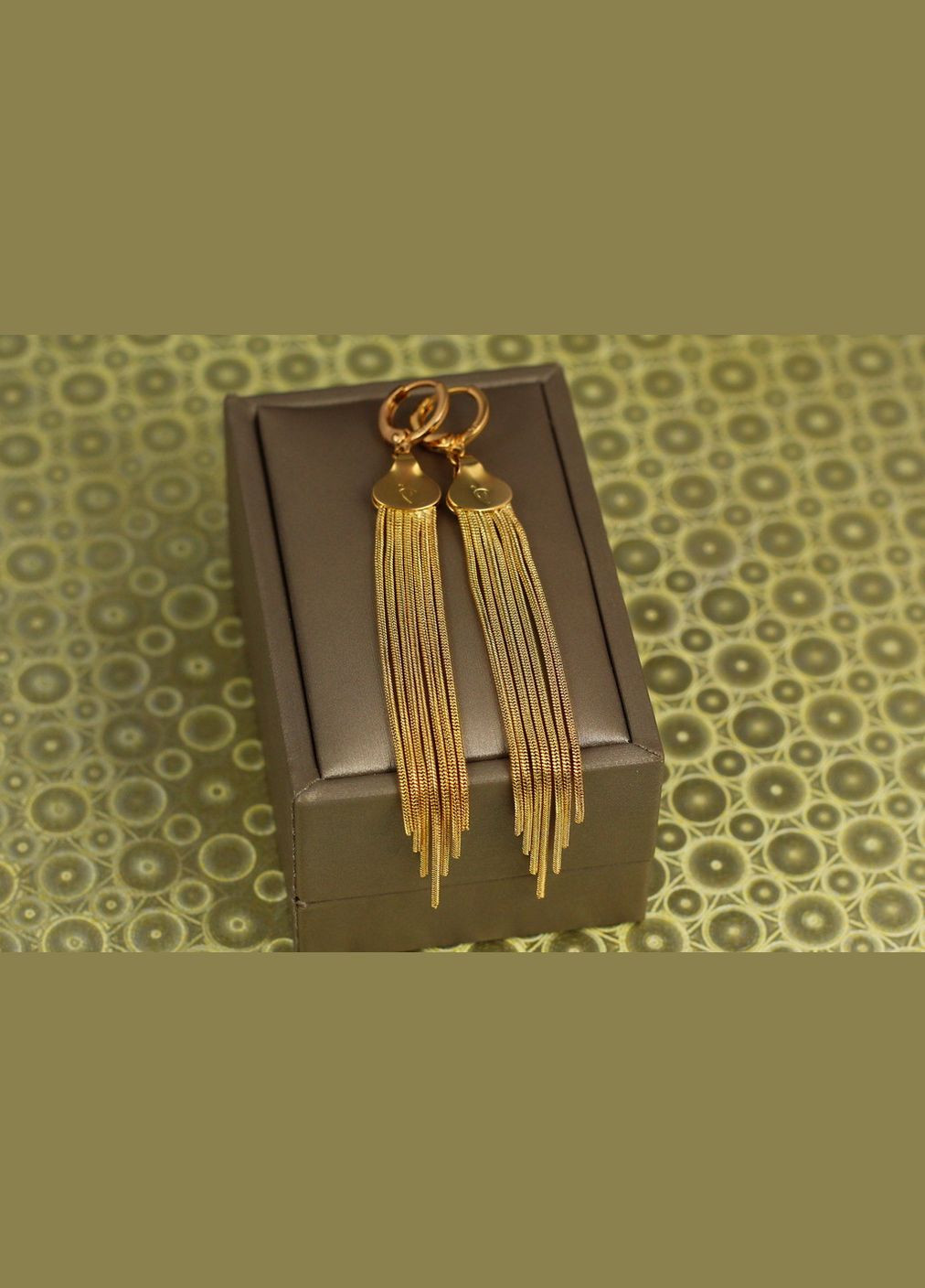 Сережки підвіски позначки Сім променів 9 см золотисті Xuping Jewelry (316434219)