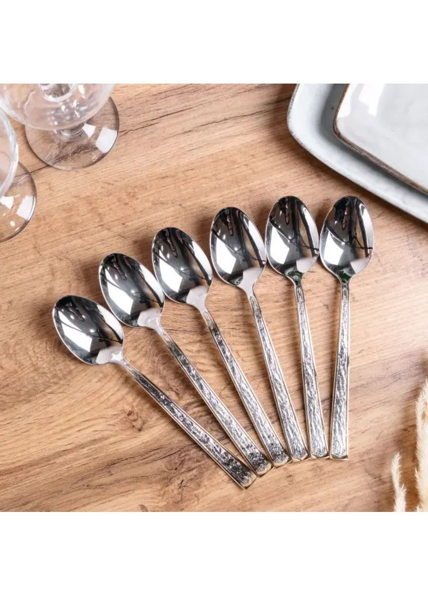 Набор столовых ложек из нержавеющей стали 6 штук серебристые ложки для стола и сервировки ProDobro (364193359)
