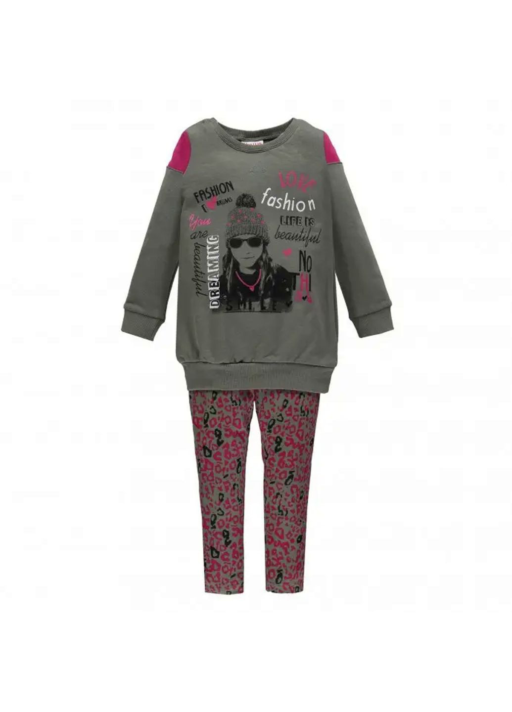 Оливковый (хаки) демисезонный комплект для девочки 183bgem001 темно-зеленый Brums