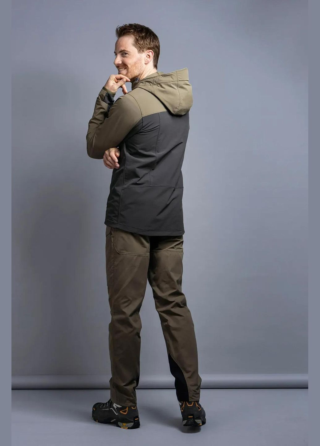 Трекінгова чоловіча куртка Soft Shell Cesi 's Hooded Jacket, Dark Grey/Olive, Tatonka (334670501)