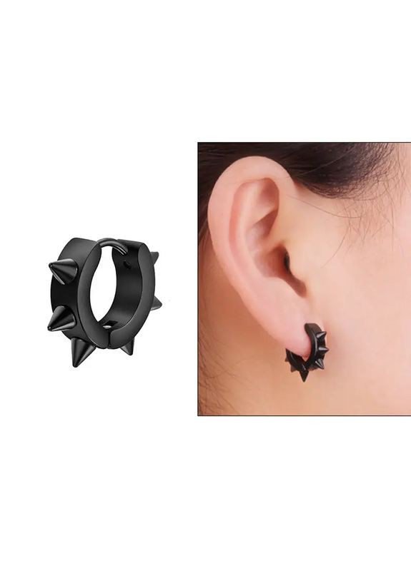 Сережка-кільце з шипами чорна 1 од. Fashion (304547841)