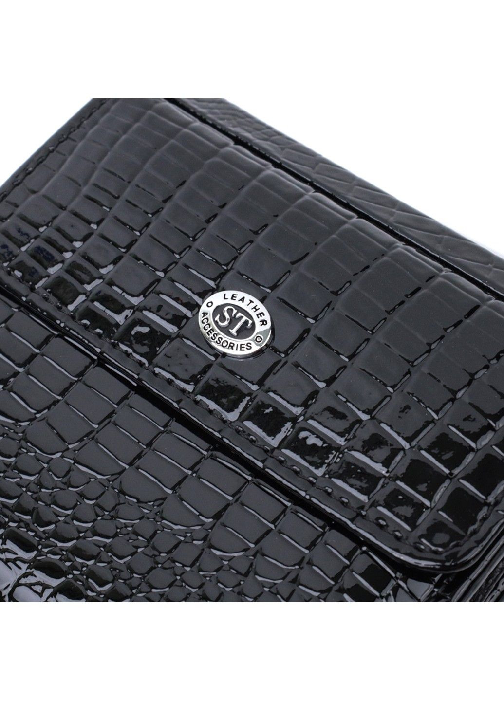 Женский фактурный кошелек из натуральной кожи 22706 Черный st leather (298092962)