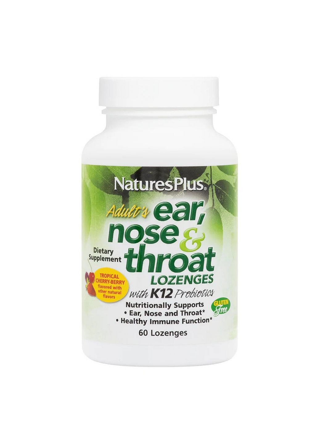 Вітаміни та мінерали Adults Ear Nose & Throat, 60 льодяників Тропічні ягоди з вишнею Natures Plus (293338258)
