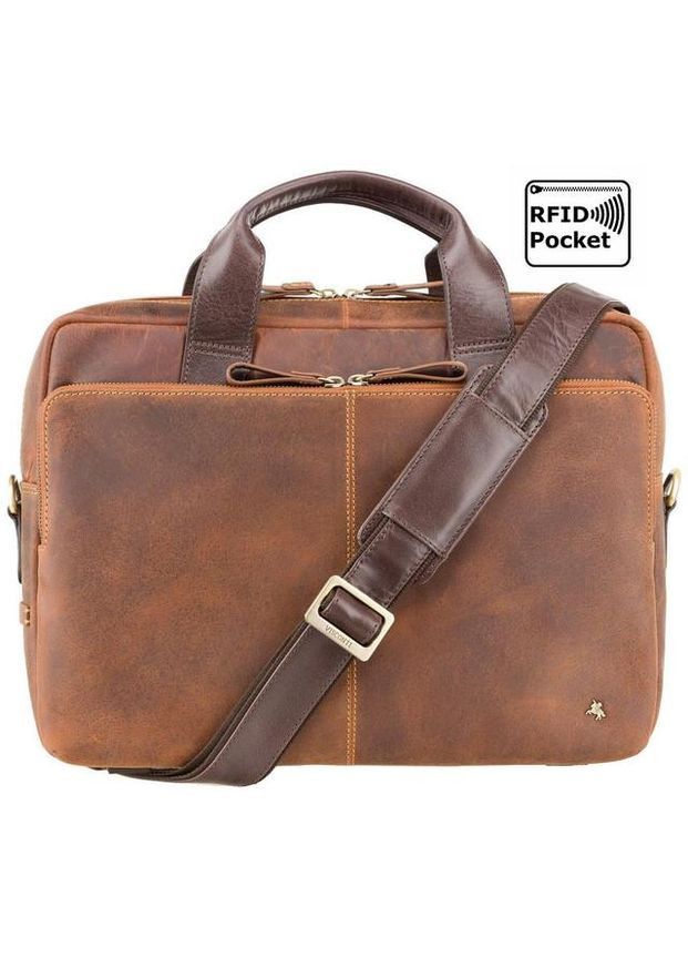 Сумка портфель через плече для чоловіків з натуральної шкіри для документів А4 для ноутбука Коричневий 40386 Visconti (361400973)