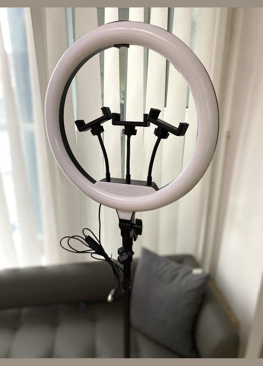 Кільцева LED Лампа RL14 35см + 3 тримача + Штатив 210 см 3 режима світла Набір блогера Ring Light (351359195)