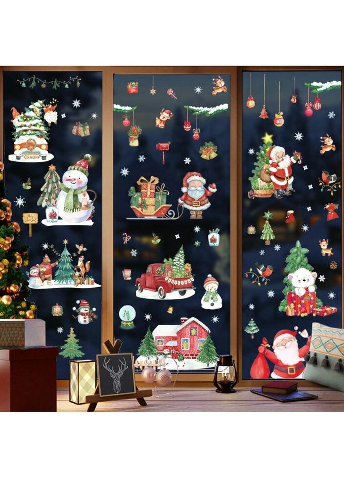 Набор новогодних наклеек на окно Happy New Year 6 14575 20х30 см 9 листов No Brand (335583493)