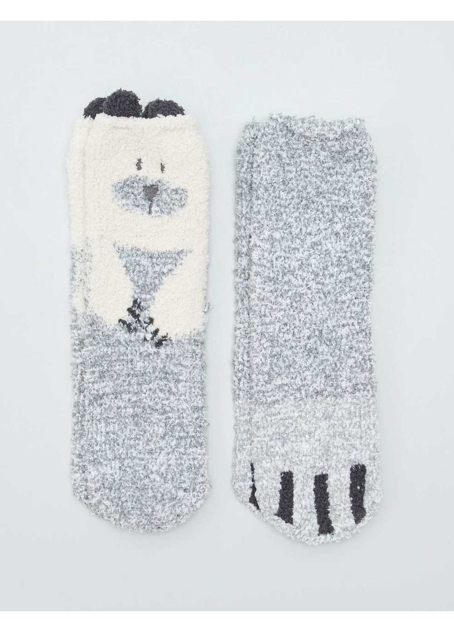 Серые носки утепленные,серый-белый, Kiabi (317043838)