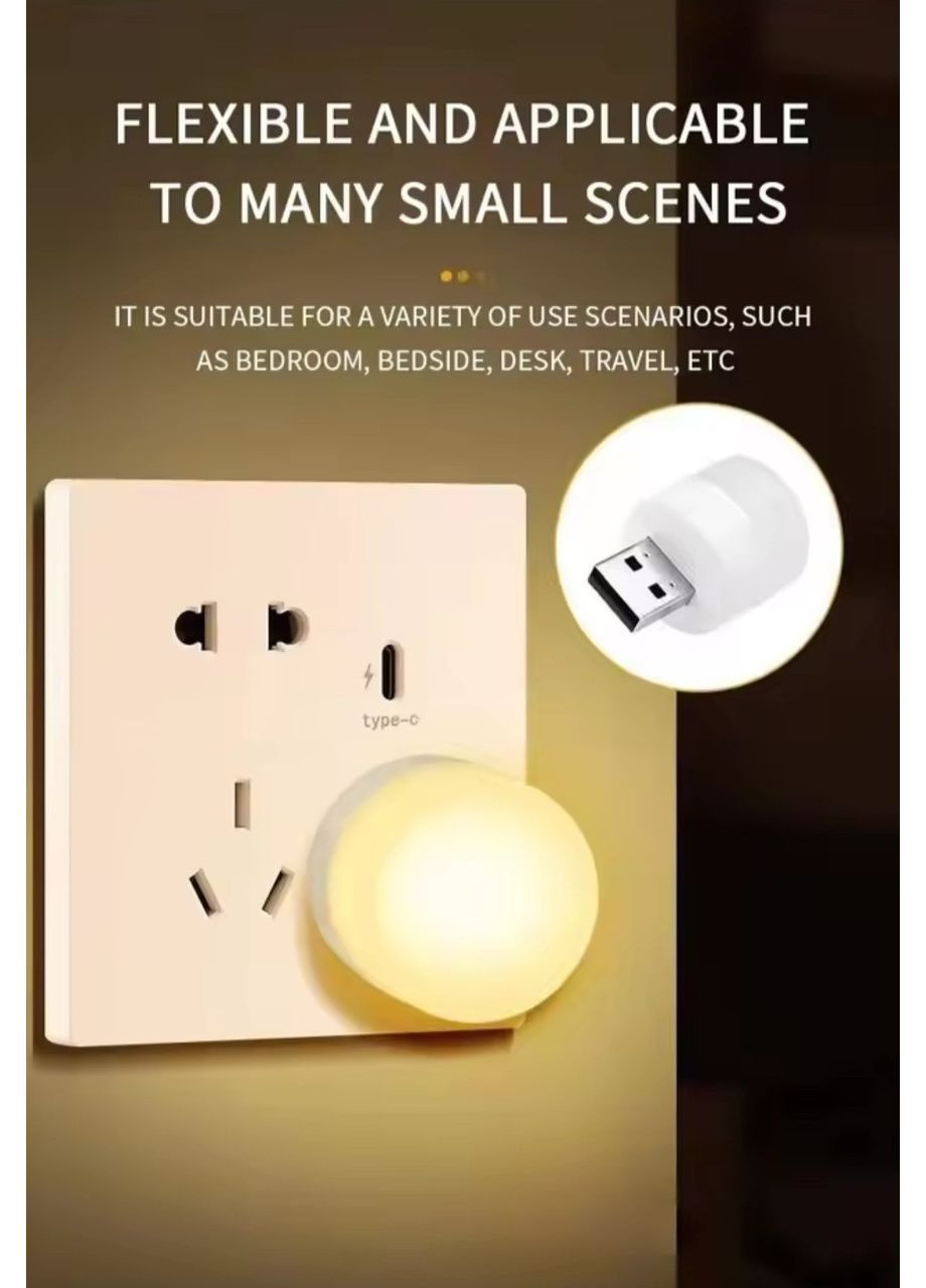 Портативная USB светодиодная лампа-ночник с теплым (3000 К) светом, работает от Power Bank и др. гаджетов 5В No Brand (365779840)