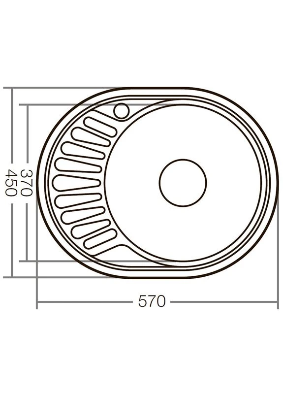 Кухонная мойка Z5745-06-180D (декор) овальная, врезная, 570×450×180 мм, нерж. сталь, с крылом Zerix (399024576)