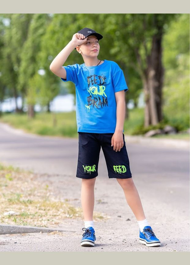 Голубой летний комплект для мальчика (футболка+бриджи) hc (h001-6356-057-33) No Brand