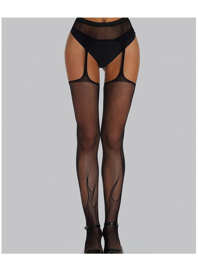 Сексуальные соблазнительные чулки с поясом с узором One Size черный (1-185) No Brand (311600669)