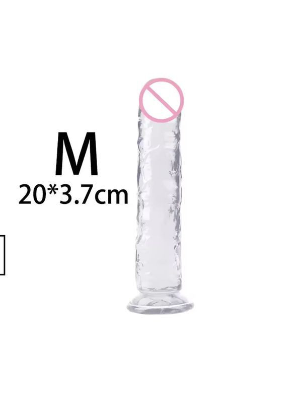 Фаллоимитатор на присоске прозрачный силиконовый 20 см, делдо для страпона, фаллос для вагинального и анального использования.  No Brand (366888639)