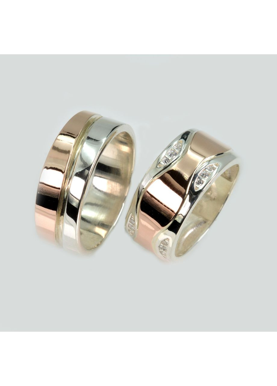 Пара срібних обручок з золотом Silver Style (367112684)