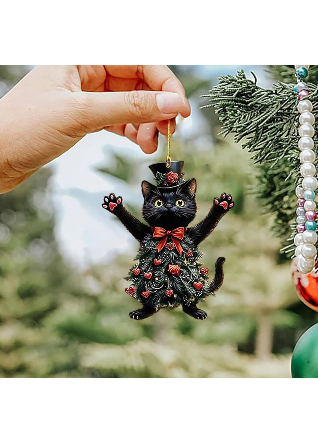 Милое акриловое елочное украшение «Рождественный ЕлкоКот» - изящное украшение окраски вашей елки, дома, офиса, 2D (плоская) No Brand (370625886)